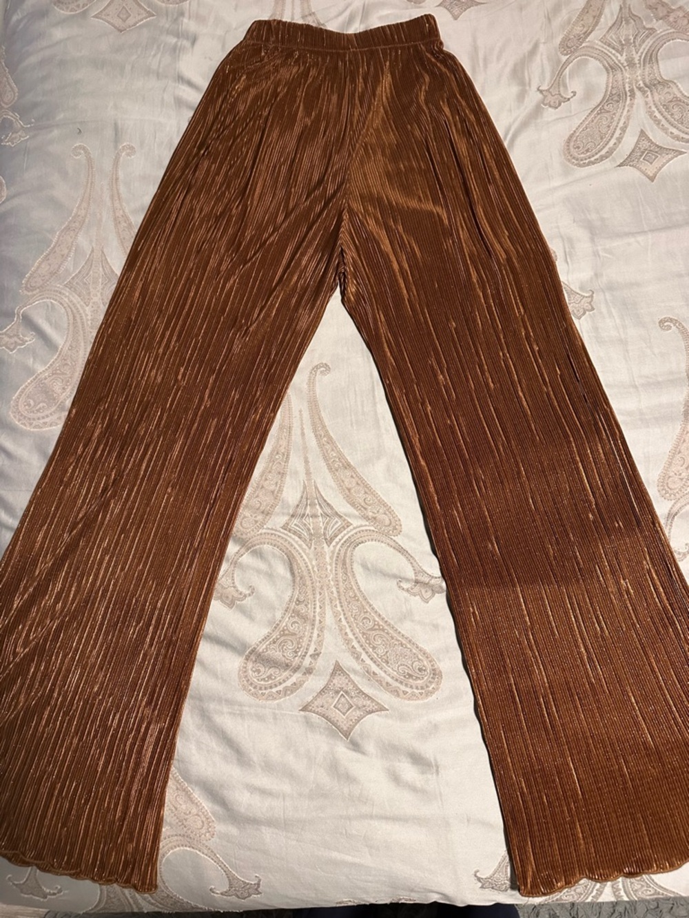 Show Me Your MuMu Metallic Copper Pleated Pants - Picture 2 of 3